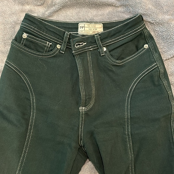 Dark Green Boot Cut/Flare Free People Jeans - Picture 4 of 6